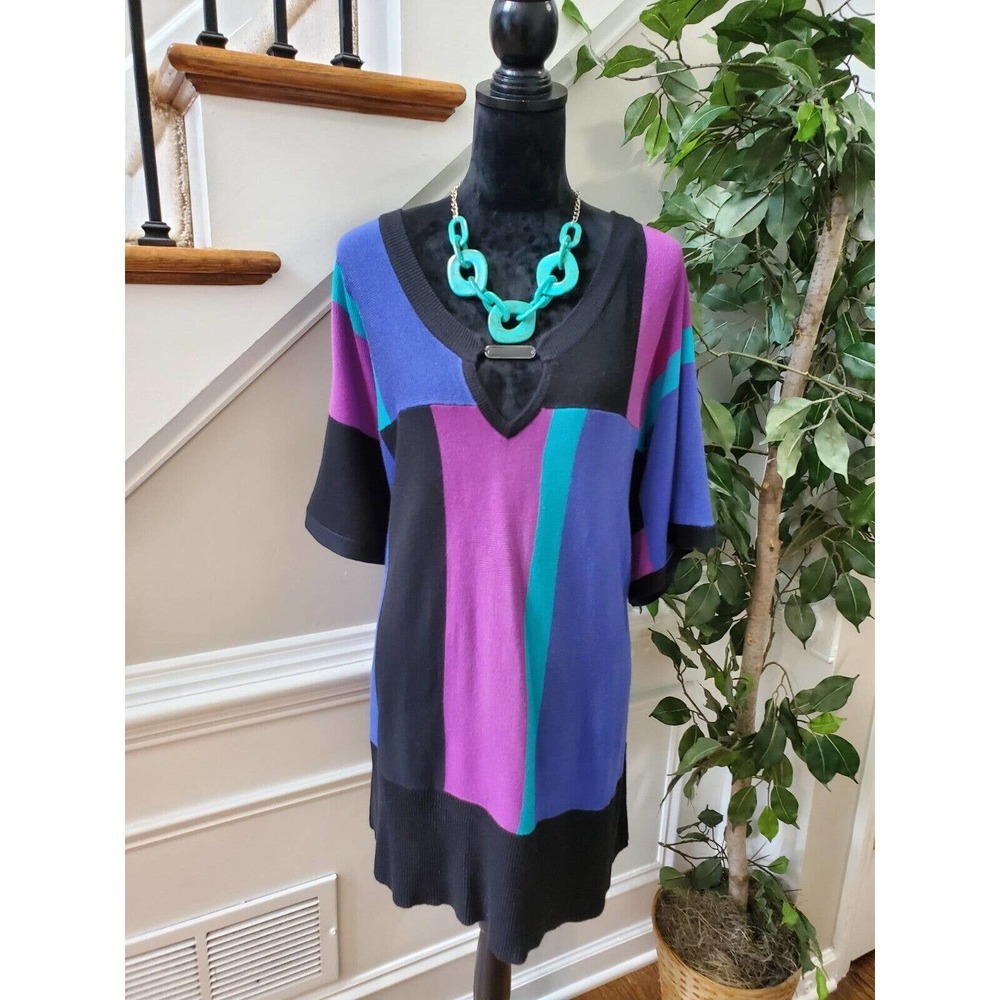 Lane Bryant Women's Multicolor Acrylic‎ 3/4 Sleeve Pullover Sweater Size 26/28